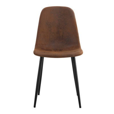 Set of 4 Modern Upholstered Dining Chairs with Metal Legs