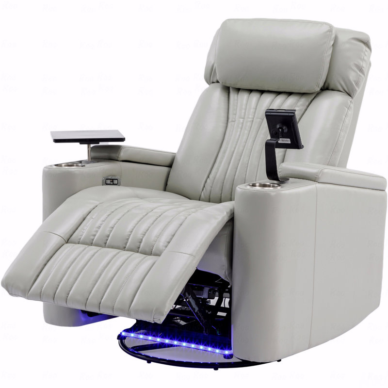270° Power With Swivel Function Recliner,Home Theater Seating With Hidden Arm Storage And With LED Light Light Strip,Cup Holder,360° With Swivel Function Tray Table,And Cell With Phone Holder,Soft Living Room Chair