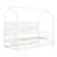 Lit simple blanc avec lit gigogne et tablette, lit confortable pour la structure, aire de jeu semi-fermée