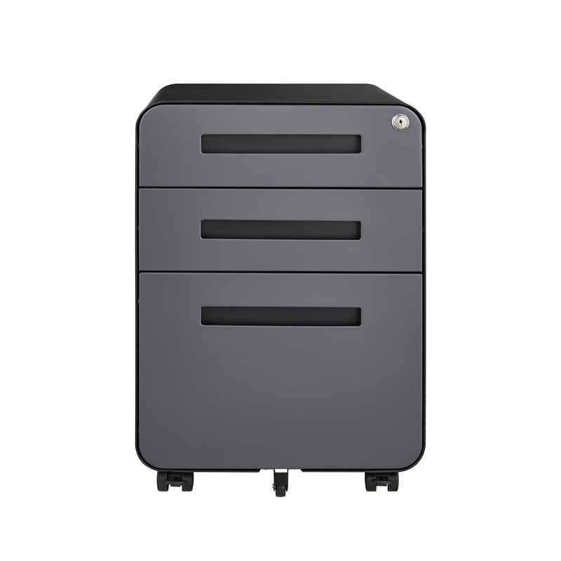 Classeur minimaliste à 5 tiroirs avec 3 tiroirs et acier laminé à froid amovible, Noir
