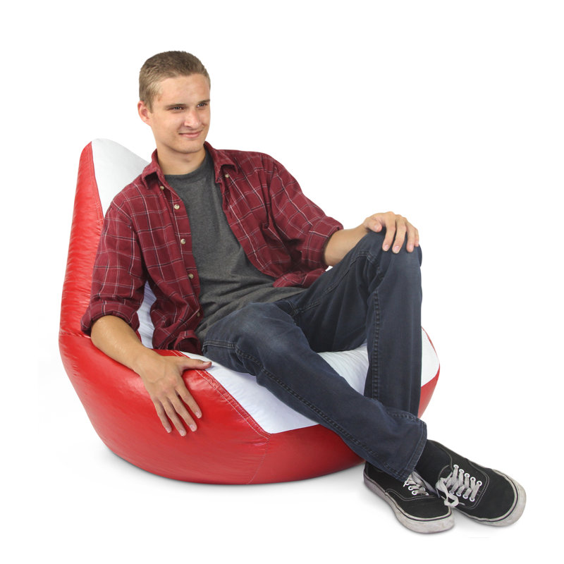 Faux Leather Classic Bean Bag, Red Faux Leather