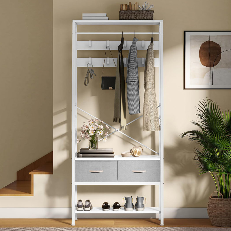 Alexeis Hall Tree 80cm Wide with Bench, Grey/White