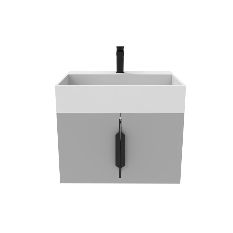Ensemble de meuble-lavabo simple 24 po avec surface solide Amazon, Blanc, Gris, Noir