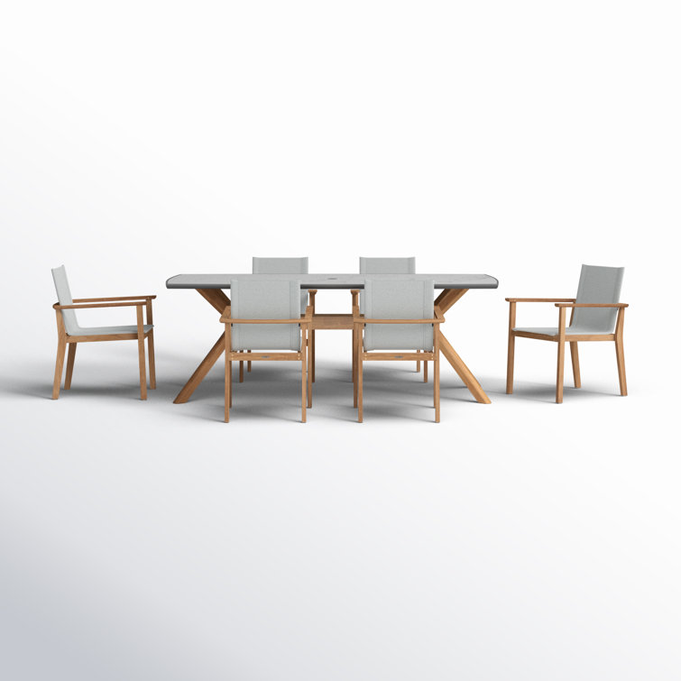 Amira 87'' Rectangular 6 - Person Outdoor Dining Set