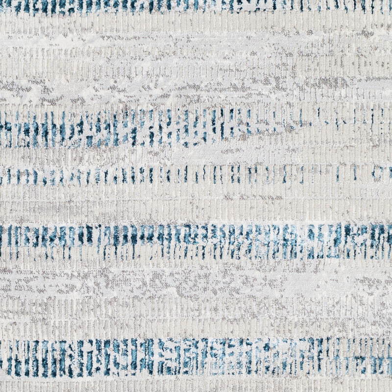 Ivory Dark Blue Modern Rug, Striped Stain Resistant Easy to Clean Rug For Living Room, Dining Room, Bedroom, Kitchen