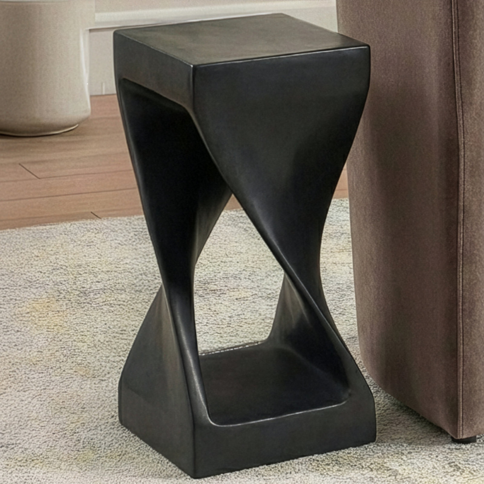 Neddy Solid Wood End Table, Black, 18.25" H x 12" W x 12" D