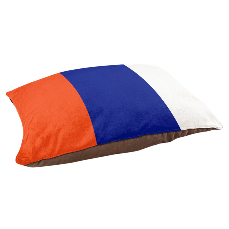 Coussin pour chien Indiana, Grand (l 40 po x P 30 po x H 6,5 po), Orange / bleu / blanc