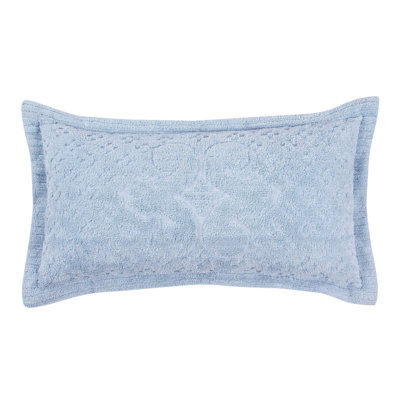 Ashton Collection 100% Cotton Chenille Tufted Pillow Sham, Medallion Design, Soft Breathable, OEKO-TEX Certified, Machine Washable, All-Season, 20" x 36", Blue