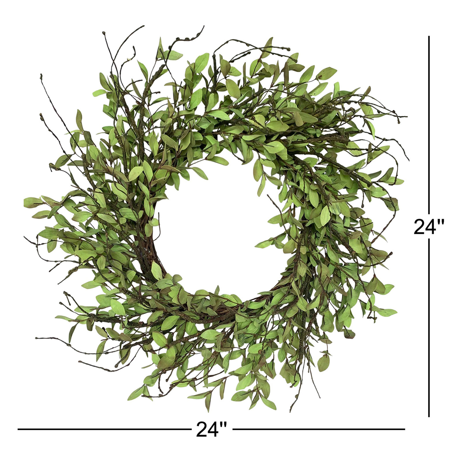24" Handcrafted Foliage, Twig No Holiday Wreath