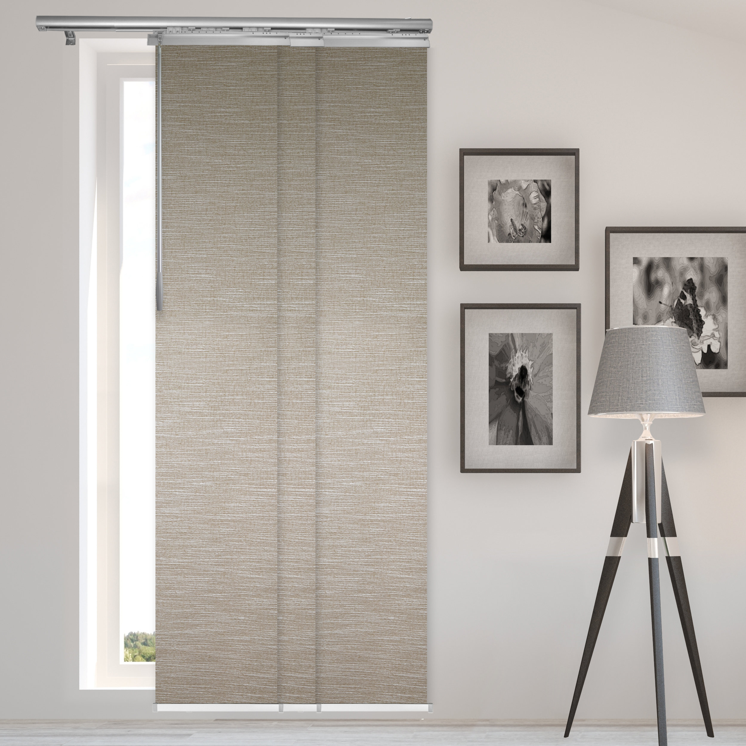 Symple Stuff Oat Blackout Medium Brown Vertical Blind 