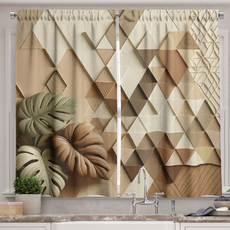 Geometric Kitchen Curtain, 55" W x 36" L