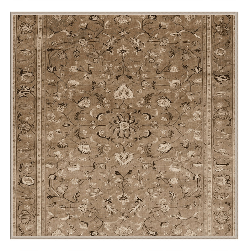 Machine Washable Persian Brown Area Rug, Square 6'