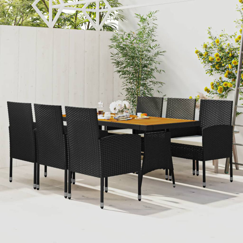 Rectangular 6 - Person 51.2" Long Dining Set, Black/White, 28.3" H x 51.2" W x 27.6" D, 6