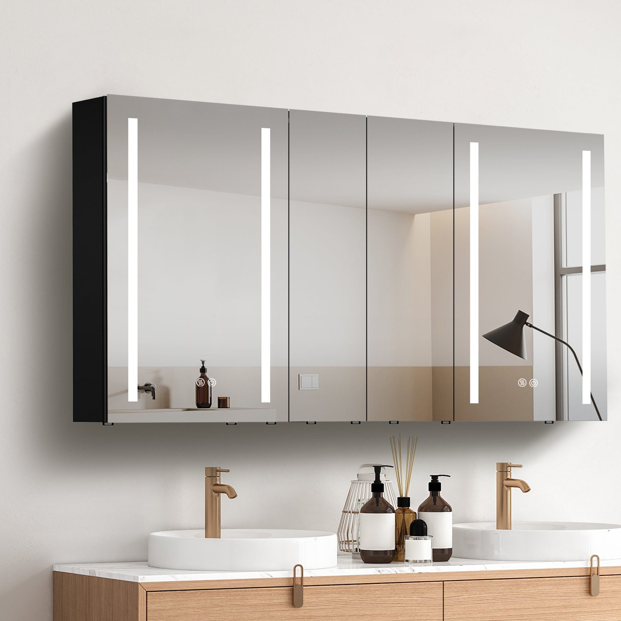 Orren Ellis Armoire à pharmacie sans cadre avec miroir et 8 tablettes