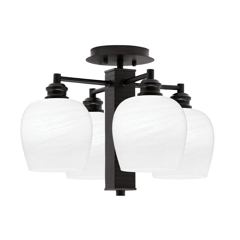Edge 4 lumières semi-encastrées montrées avec verre de marbre blanc de 6 po, Espresso