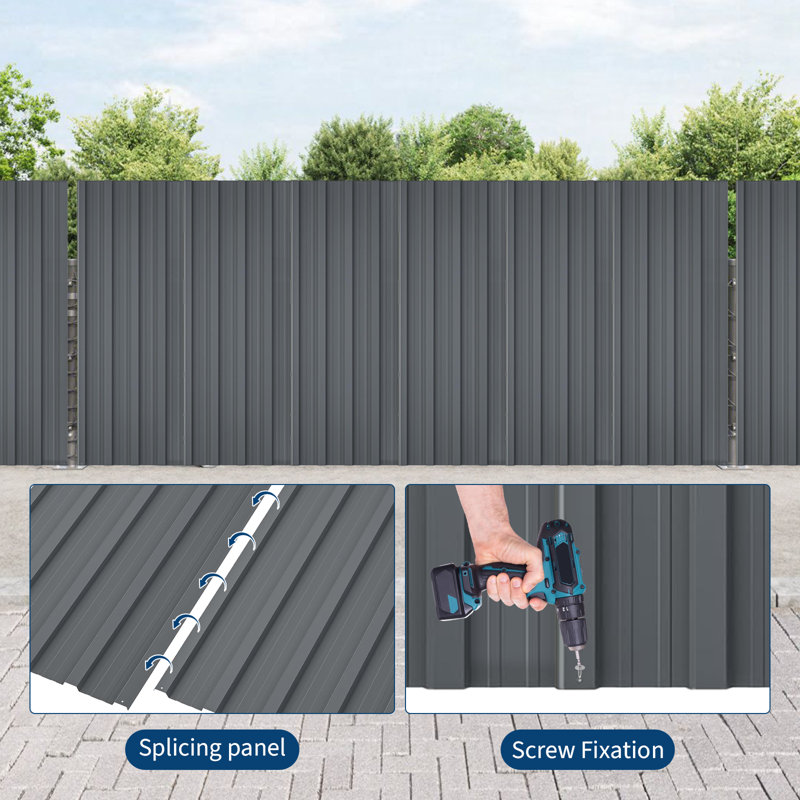 6.1ft Heavy Duty & Weather Resistant Corrugated Metal Roofing Panels – 20 Pack, Black, 16" H x 0.01" W x 73.2" D