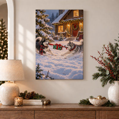 Impression sur toile, "Siberian Huskies"