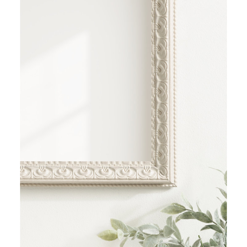 Bedell Ornate Rectangle Framed Wall Mirror, Soft White, 30" x 20"