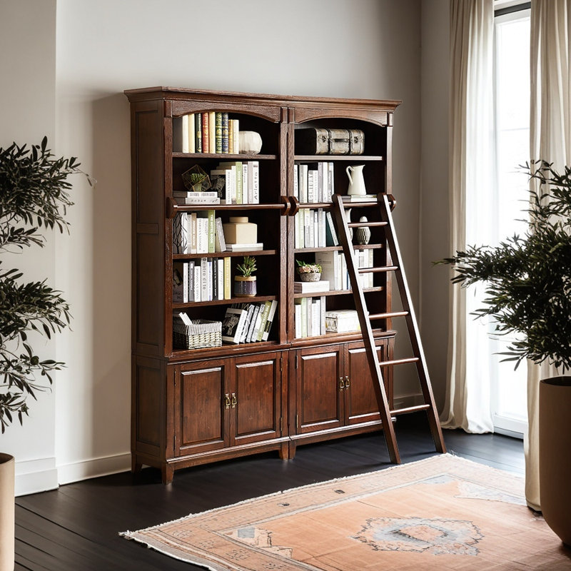 Modern simple style solid wood bookcase, Dark Brown