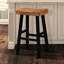 Tabouret traditionnel 2 pièces en chêne massif / bois massif noir de 29 pouces avec siège profilé pour salon 2 pièces, H 29 po