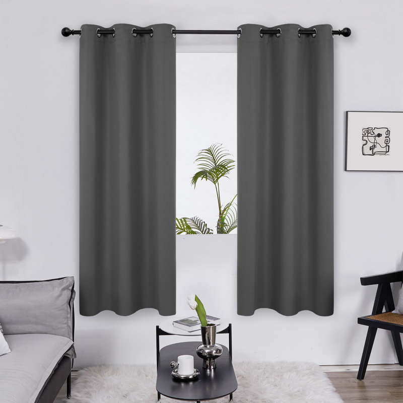 Frome Room Darkening Curtain Pair, 38" W x 72" L, Dark Gray