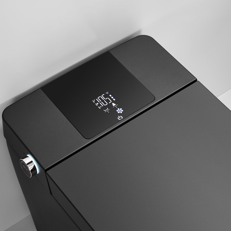 15-3/5'' H Floor Mount Smart Toilet with Tankless and Quiet-Closed Heated Seat, Matte Black with Tankless 