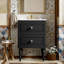  Vanity with Ceramic Sink, Solid Wood Cabinet with 2 Drawers, Modern Freestanding Bathroom Unit