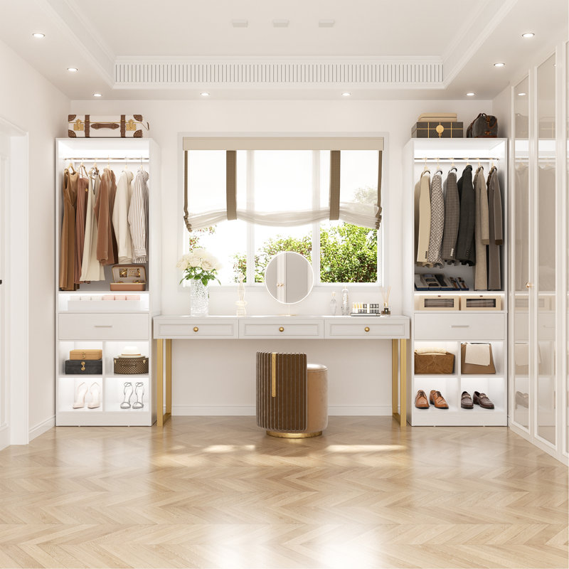 24.4'' W Freestanding Closet System With Drawer, White