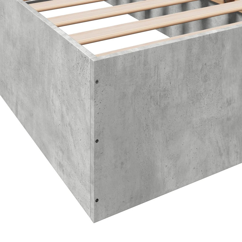 Vidaxl Bed Frame Concrete Grey Engineered Wood, 100 x 200cm