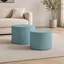 Ensemble de 2 tables gigognes en MDF, table basse ronde artisanale pour salon/espace détente, bleue-742483285