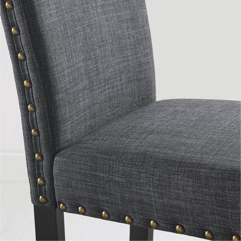 Ensemble de 2 tabourets de bar en tissu avec garniture cloutée, gris, Grey, Grey