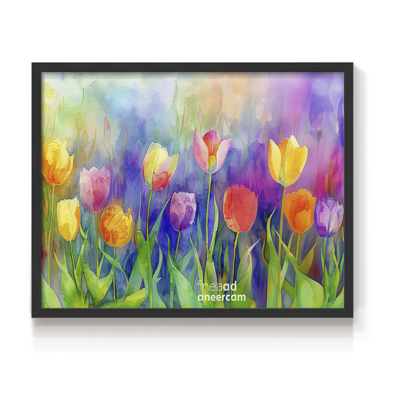 Série florale - Cxxxi - reproduction encadrée, H 8 po x l 10 po, Noir, noir, noir, noir