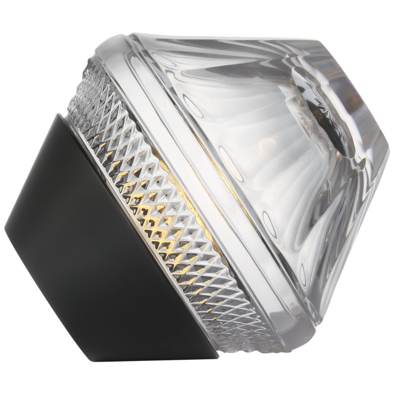 Waterford Copper Coast 5" Rechargeable Accent Lamp with Clear Crystal, Black