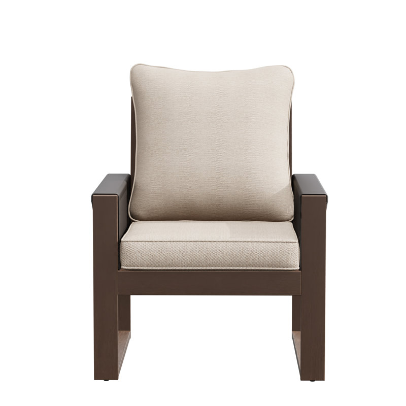 Wood Wicker Chair With Cushions, Beige