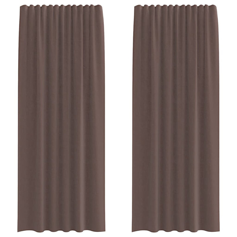 Voile Curtains With Tab Top 2 Pcs, Brown, 140cm Width x 245cm Drop