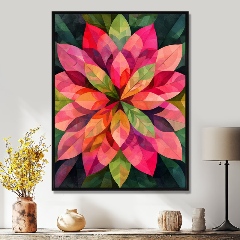 Kaléidoscope feuilles - feuilles, art mural, Noir, Impression encadrée sans passe-partout, H 20 po x l 12 po
