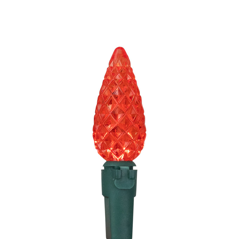 Ensemble de 70 lumières à DEL C6 à facettes 70 fils - Fil vert 23 pi, rouge