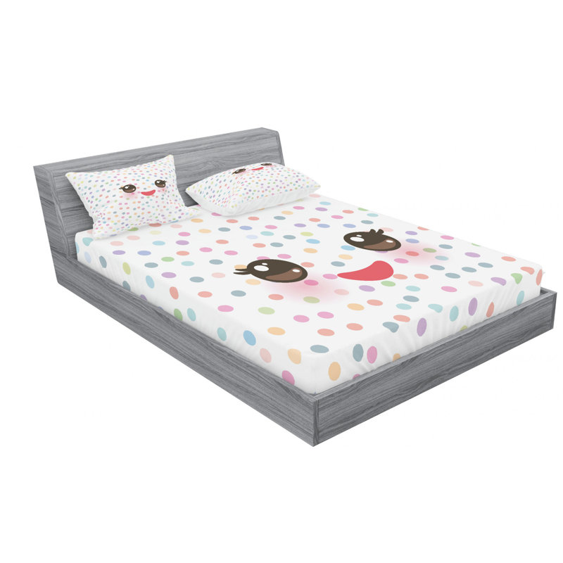 Microfiber Polka Dots Sheet Set, Queen Sheet Set with Fitted Sheet