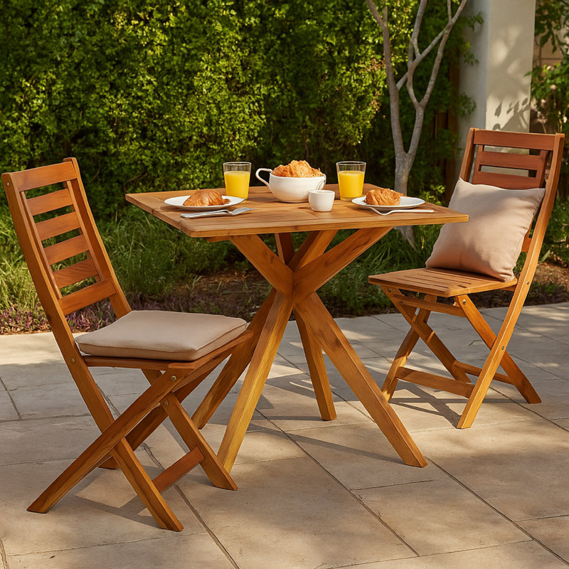Table bistro d'extérieur, carré en bois d'acacia brun massif de 34 pouces