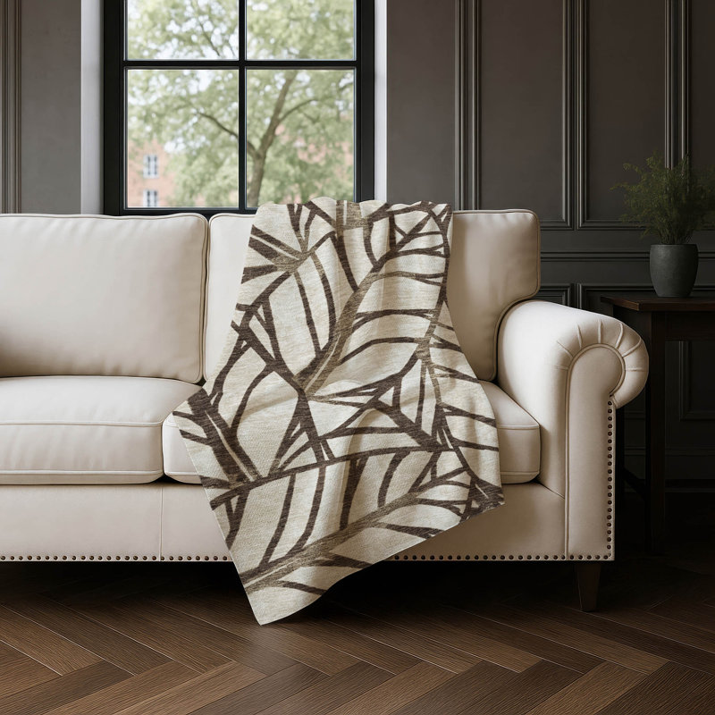Jeté floral Addison Sherpa ASB741, Chocolat