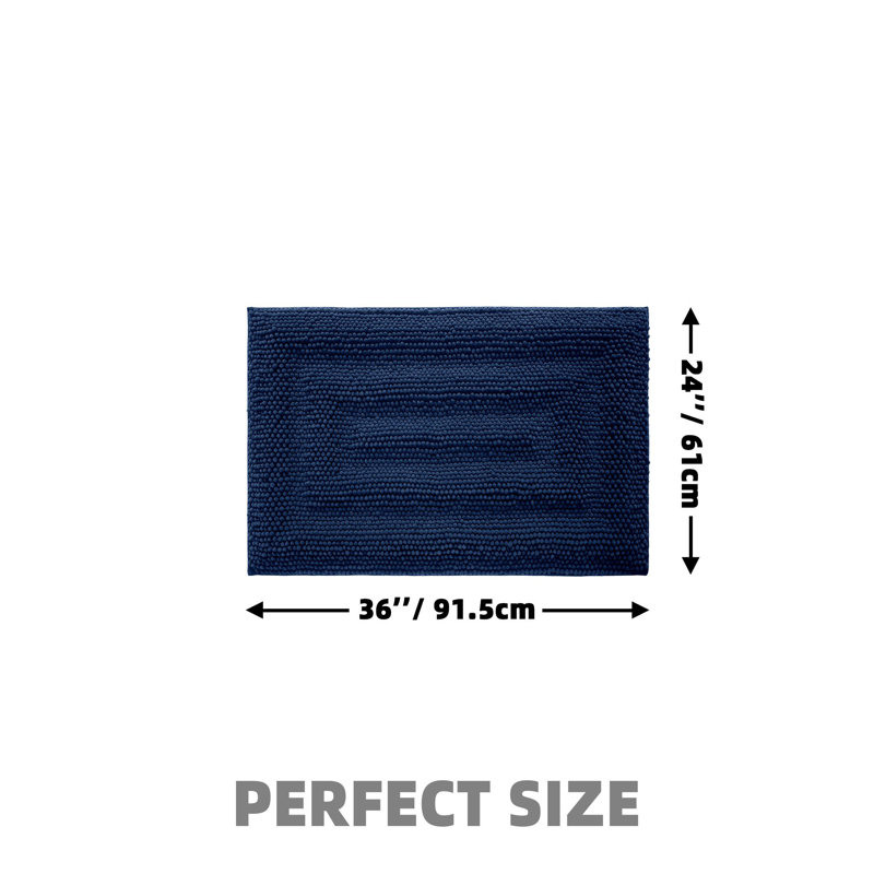 Bath Rug With Non Slip Backing, Blue, 36" L x 24" W