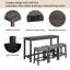 Ensemble de table de bar 4 pièces avec prise de courant, ensemble de table de bar avec chaises, table de bar avec tabourets, table de canapé avec 3 tabourets rembourrés, pour le salon, la salle à manger, gris foncé-2132648647