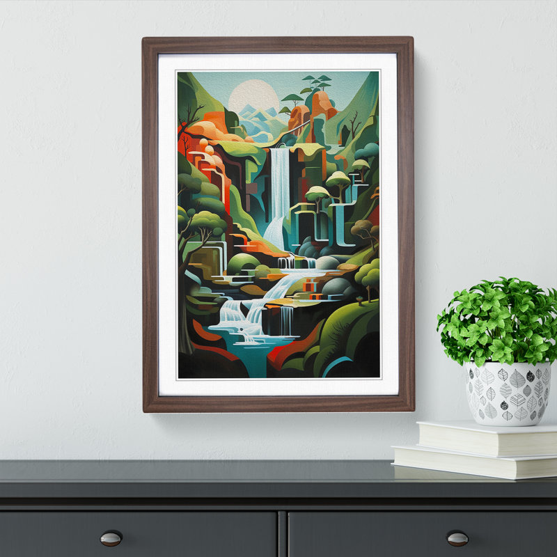 Waterfall Modern - Framed Print, Walnut , 46cm H x 34cm W x 2cm D