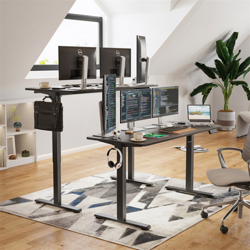 STARY Electric Standing Desk Adjustable Height Sit Stand Home Office Desk With Splice Board, 45" H x 56.3" W x 24" D