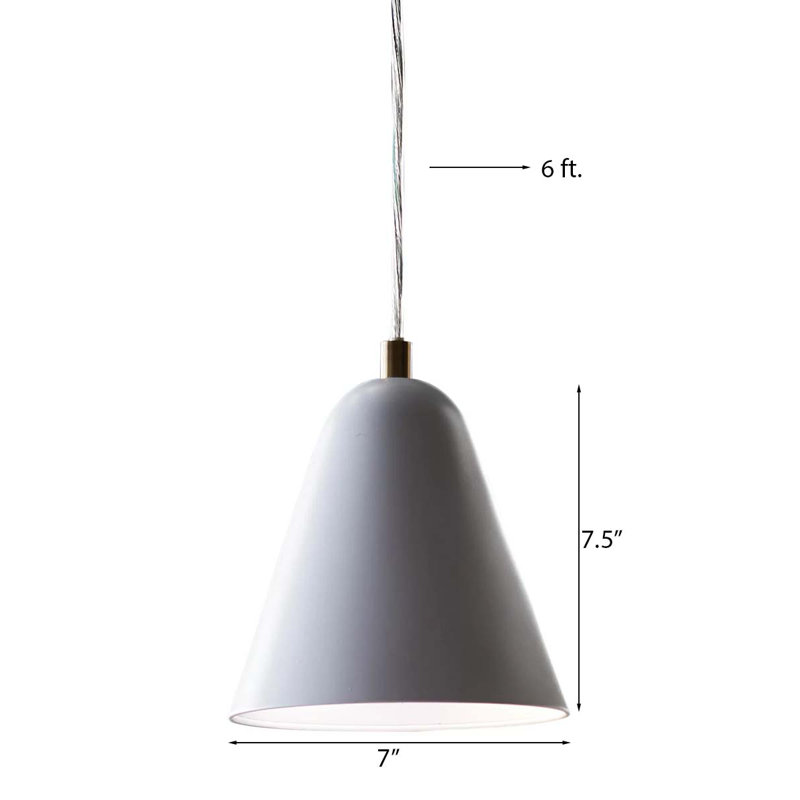 Luminaire suspendu conique à 1 lumière Ervard, Blanc