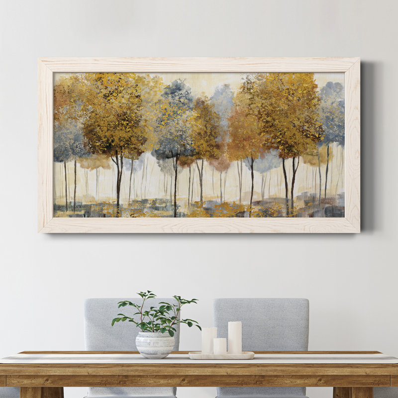 " Golden Forest " Painting Print, White Framed