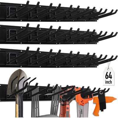 64-Inch Heavy Duty Garage Storage System With Adjustable Rails And Hooks - Holds Up To 600 Lbs