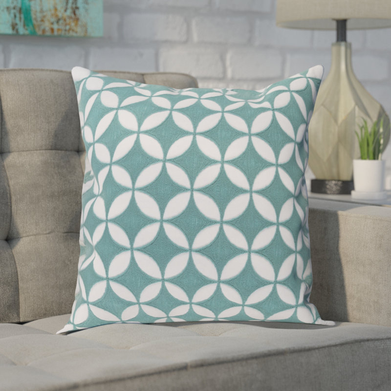 Bright Red and Neutral Geometric Cotton Woven Pillow Cover