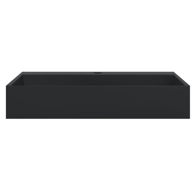 Wash Basin Mineral Cast/Marble Cast, 11cm H  x 60cm W  x 60cm D, Matte Black