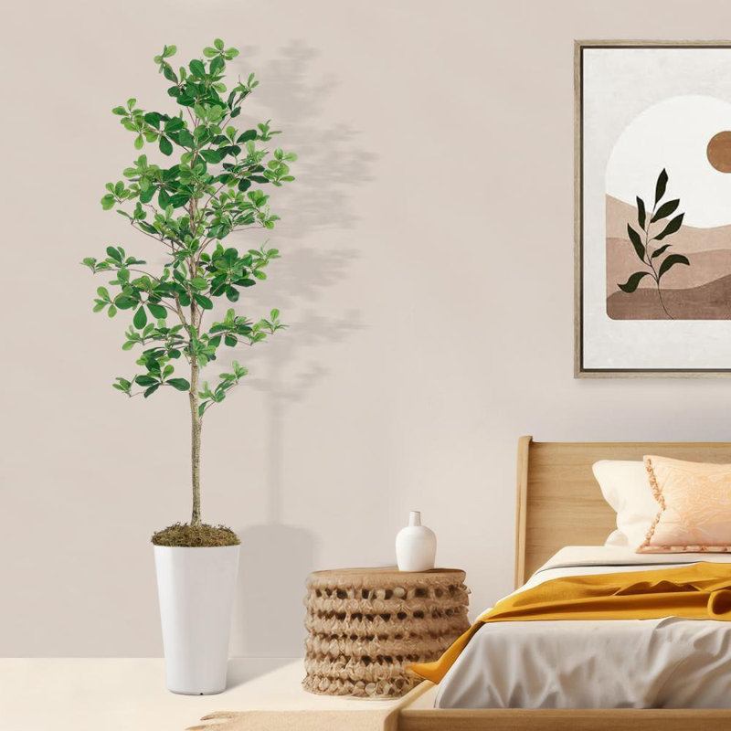 74 po Faux plante d'eucalyptus en pot blanc
